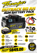AGM Battery Pack Thumper 80 AH Outback Portable complete kit Projecta DC OB80PDC