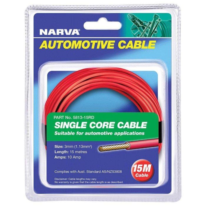 10A 3MM Red Single Core Cable (15M) | 5813-15RD - Home of 12 Volt Online