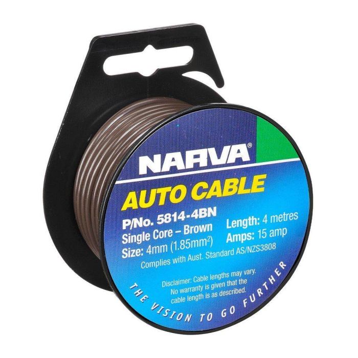Narva Cable Single Core 4mm 15A 4M Brown | 5814-4BN - Home of 12 Volt Online