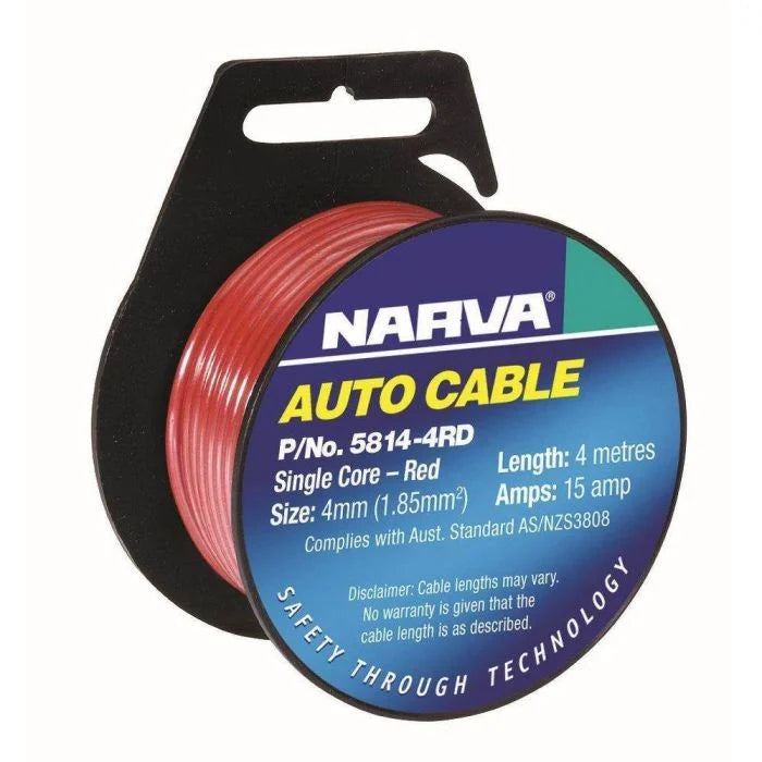 Narva Cable S/CORE 4MM 15A 4M Red | 5814-4RD - Home of 12 Volt Online