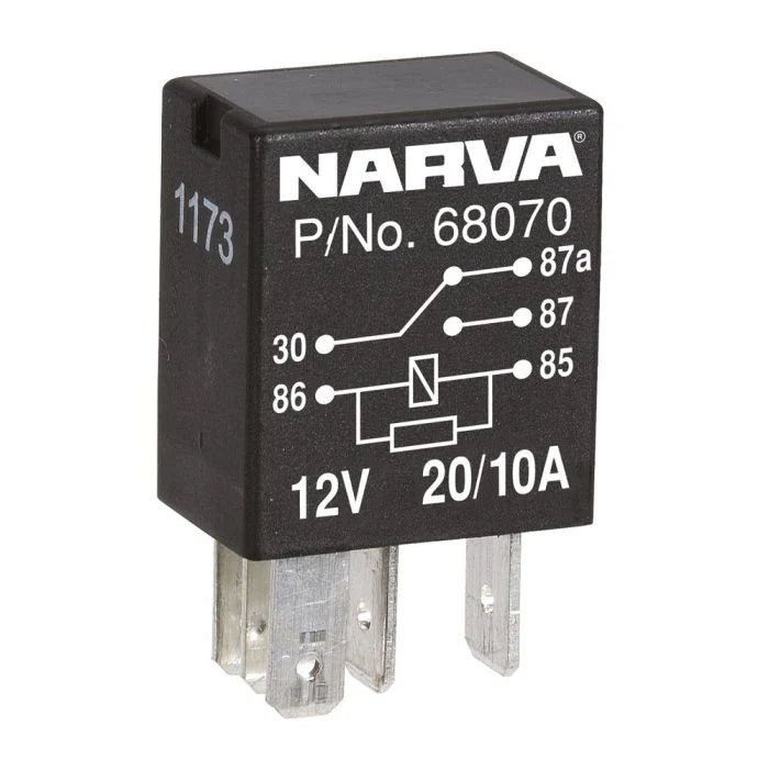 Narva 12V 20A/10A Change-Over 5 PIN Relay With Resistor | 68070BL - Home of 12 Volt Online