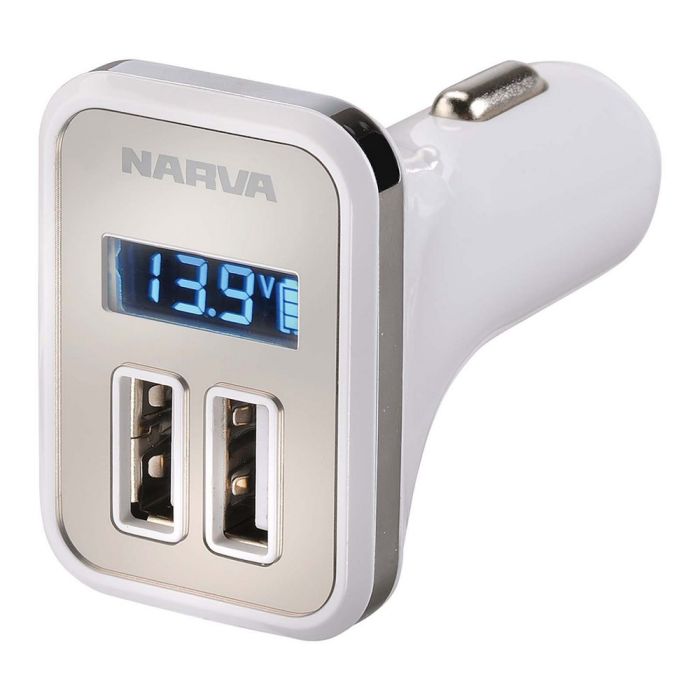 Narva 81057BL Dual USB Adaptor With LED Volt/Amp Meter Display | 81057BL - Home of 12 Volt Online