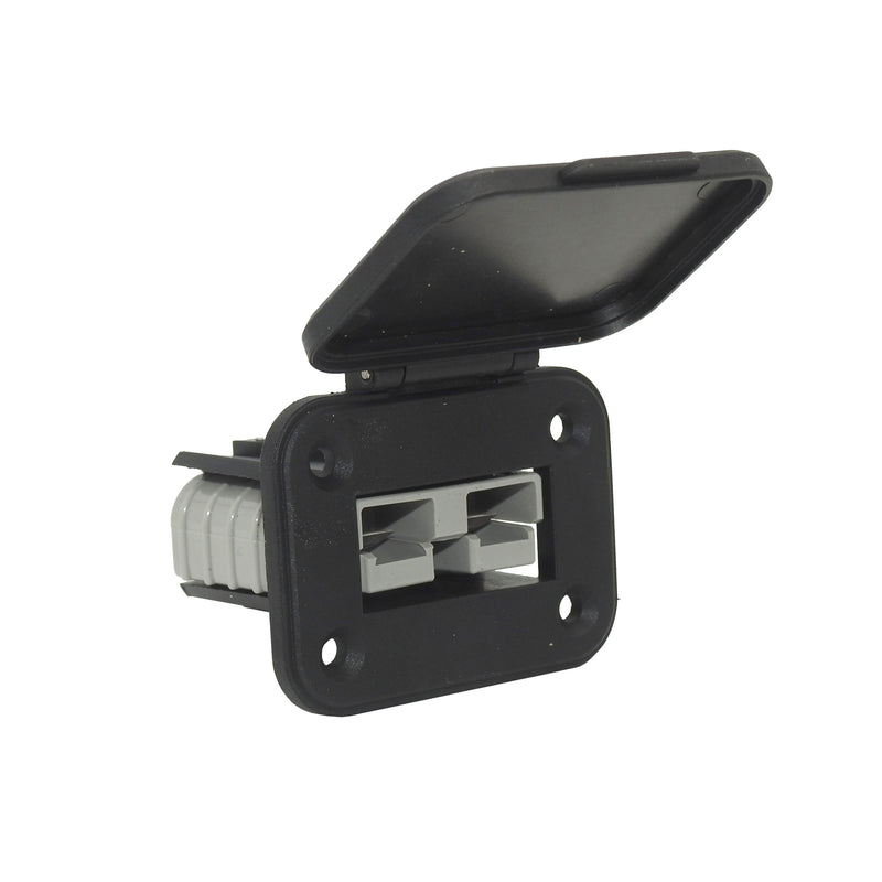 50 Amp Anderson Flush mount holder with flip lid - Includes 50 Amp Anderson style connector | 50ML-BLK-A - Home of 12 Volt Online