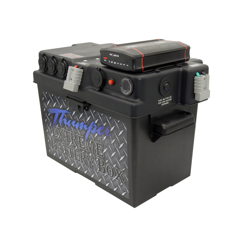 Thumper Lithium 100 AH LiFePO4 Battery TLS-100 + Thumper Battery Box PDC