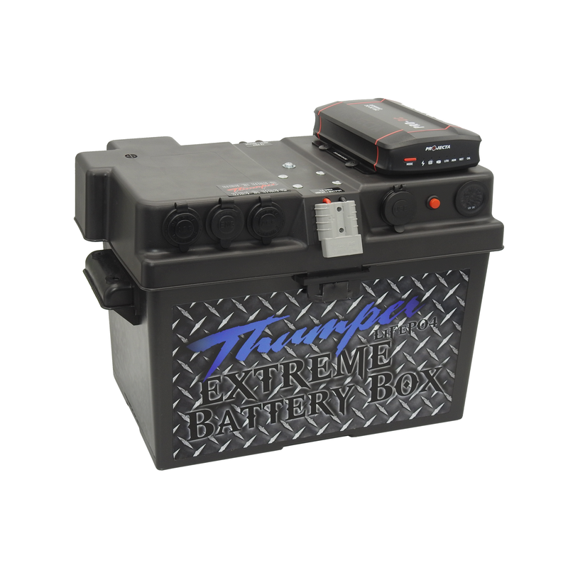 Thumper Lithium 100 AH LiFePO4 Battery TLS-100 + Thumper Battery Box PDC
