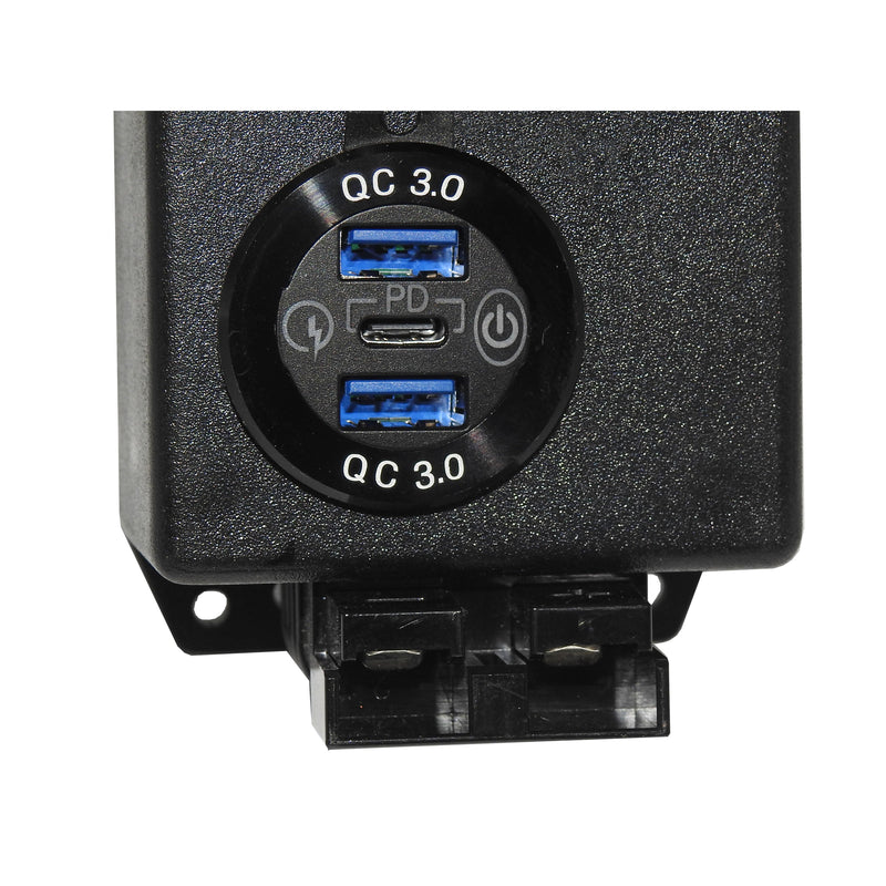 Control Box VOLT 12V Front mount - Cigarette Dual USB 50 Amp Anderson