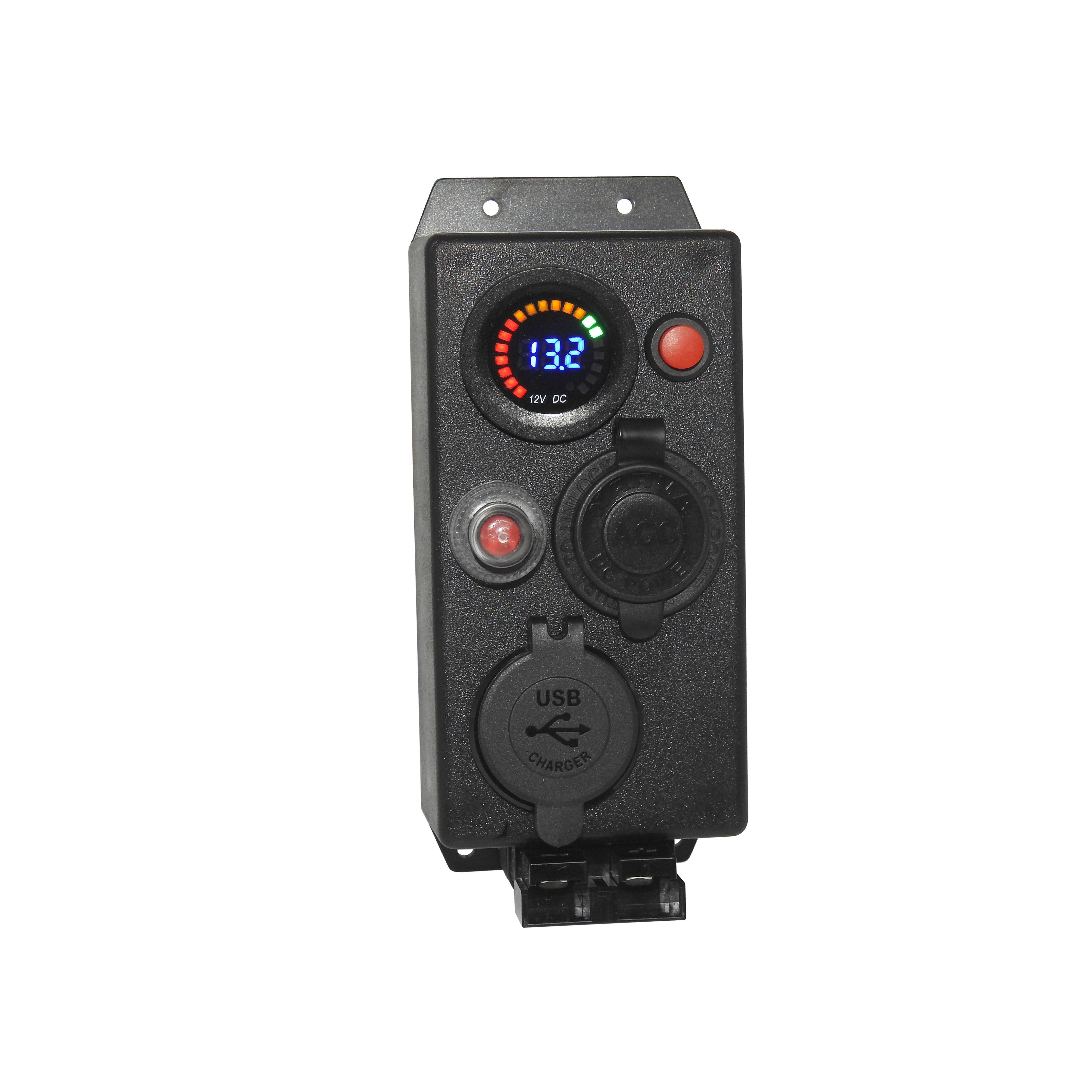 Control Box VOLT 12V Front mount - Cigarette Dual USB 50 Amp Anderson