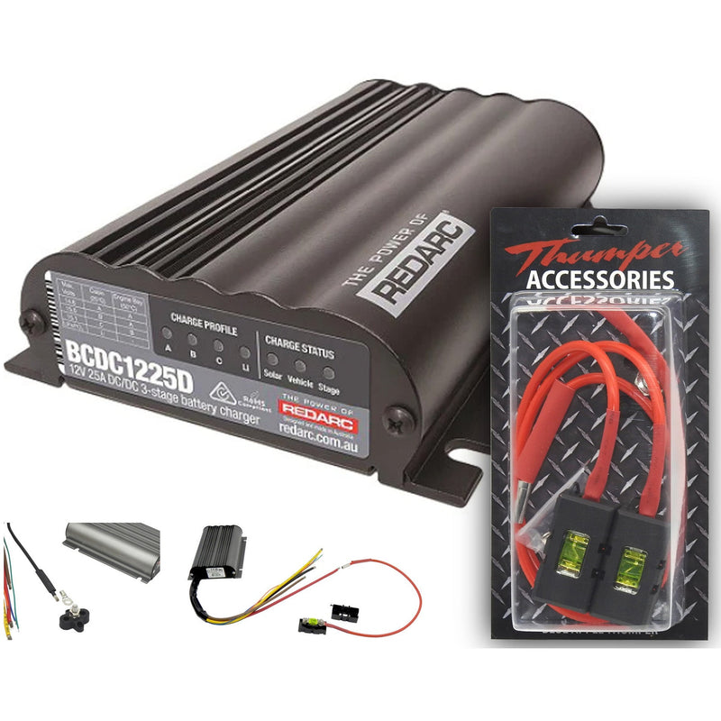 RedArc DC Dc Battery Charger 25 Amp | In Vehicle & Solar BCDC1225D | Includes wiring loom - Home of 12 Volt Online