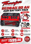 AGM Battery Pack Redback Thumper 80 AH Portable Dual Battery complete kit