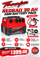 AGM Battery Pack Redback Thumper 30 AH Redback Portable Dual Battery complete kit