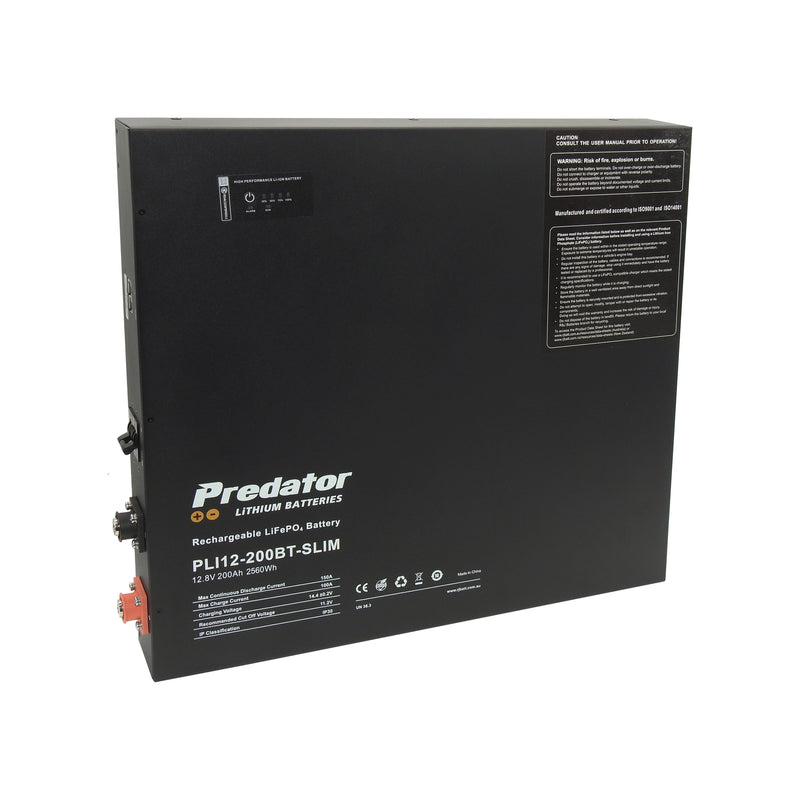 Predator 200AH LIFEPO4 Slimline Battery - 150A BMS - Bluetooth