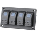 4 Way Illuminated Blue Rocker Switch Panel