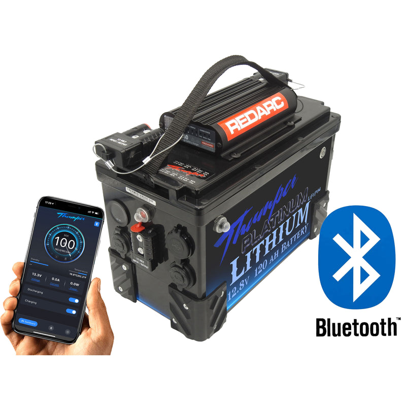 Thumper Lithium LiFePO4 Battery Hub 120 AH Redarc BCDC1225D Bluetooth