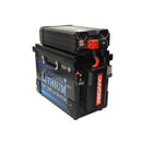 Thumper Hub Getaway 240 AH lithium battery system featuring integrated 1500W pure sine inverter, Redarc DC charger and multiple 12v power outlets