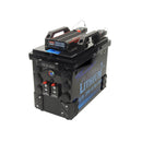 Thumper lithium battery hub showing 12V outlets, battery monitoring display and heavy duty power connections. 