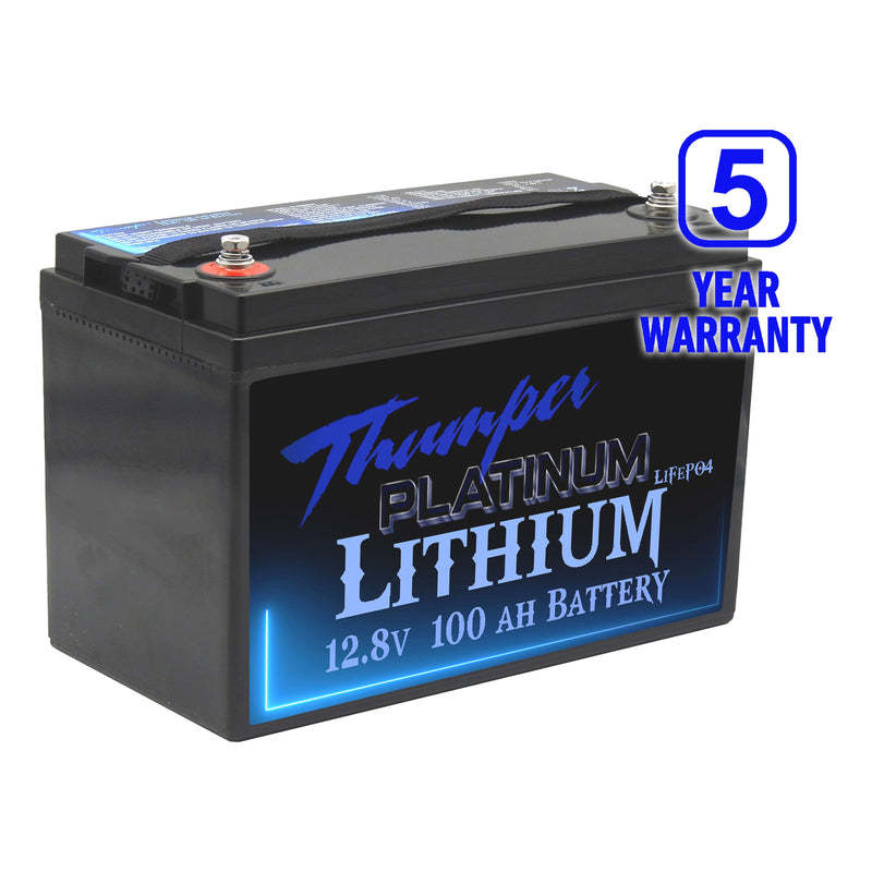 Thumper Lithium 100 AH LiFePO4 Battery + Projecta IDC25L 25 Amp DC Charger + Fuses Lugs and Heatshrink - Home of 12 Volt Online