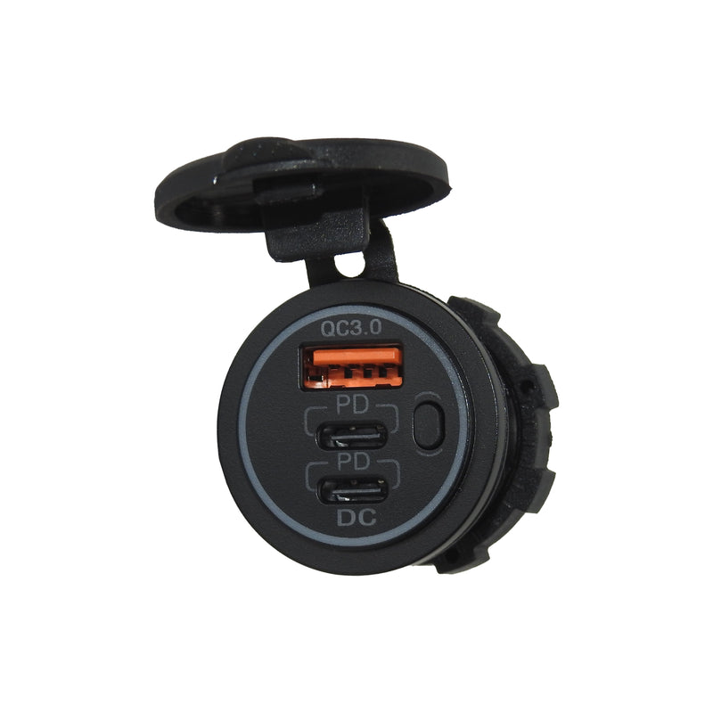 QC3.0 USB and 2x USB Type-C Socket Plate | USB2xC
