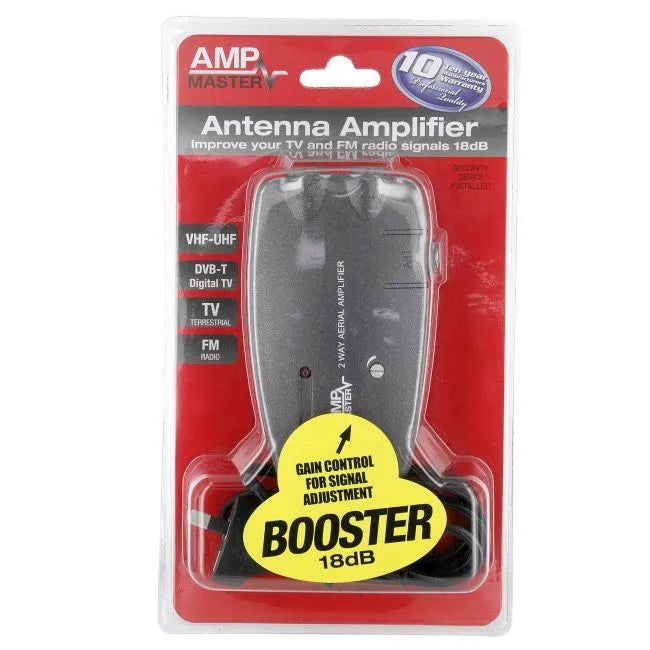 Amp Master 2-Way 18dB Indoor Antenna Signal Amplifier | AMP-18 - Home of 12 Volt Online