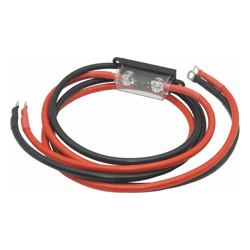 Inveter lead | 2mt length 3B&S (25mm) Red & Black cable with Mega Fuse Holder Heavy Duty - Home of 12 Volt Online