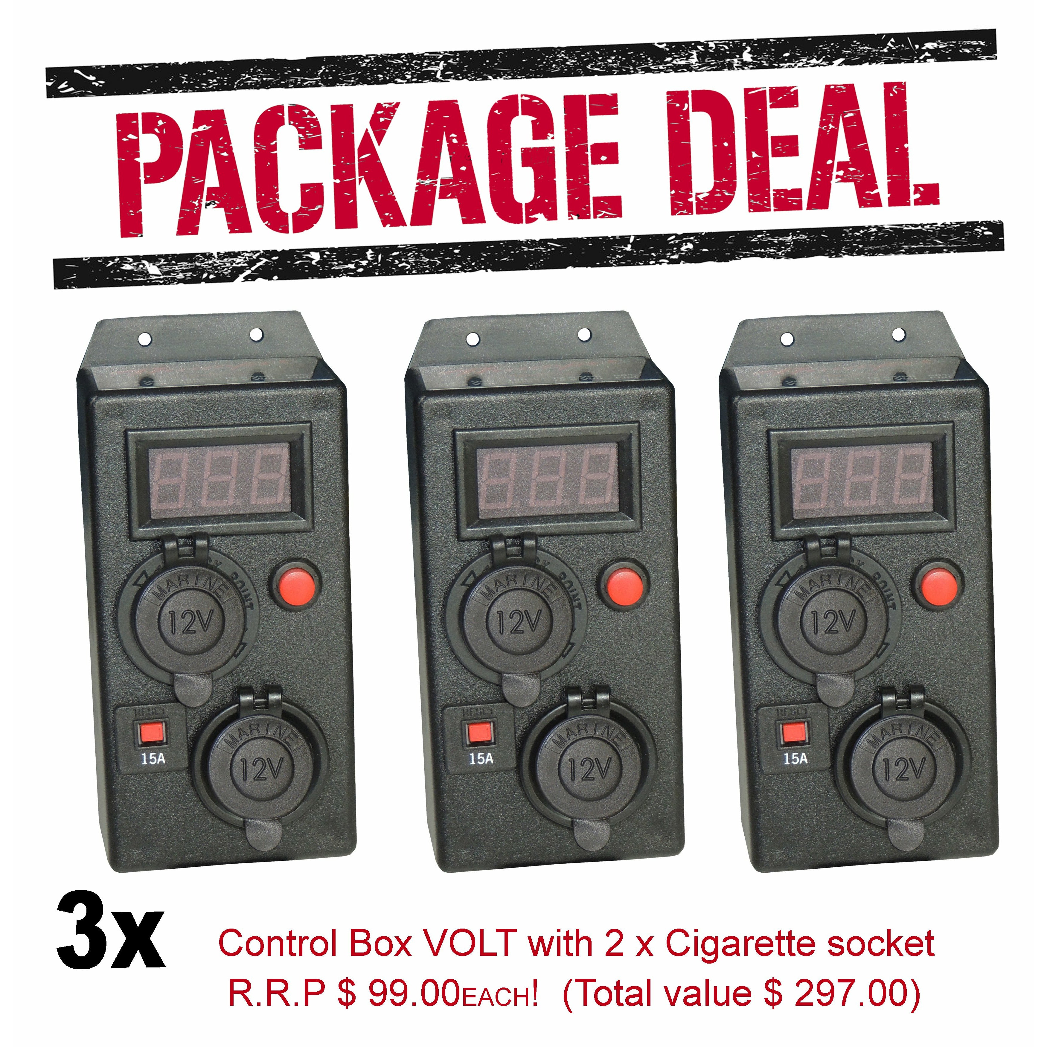 BULK 3 x Control Box (Accessory) Volt meter - 2 x Cigarette socket