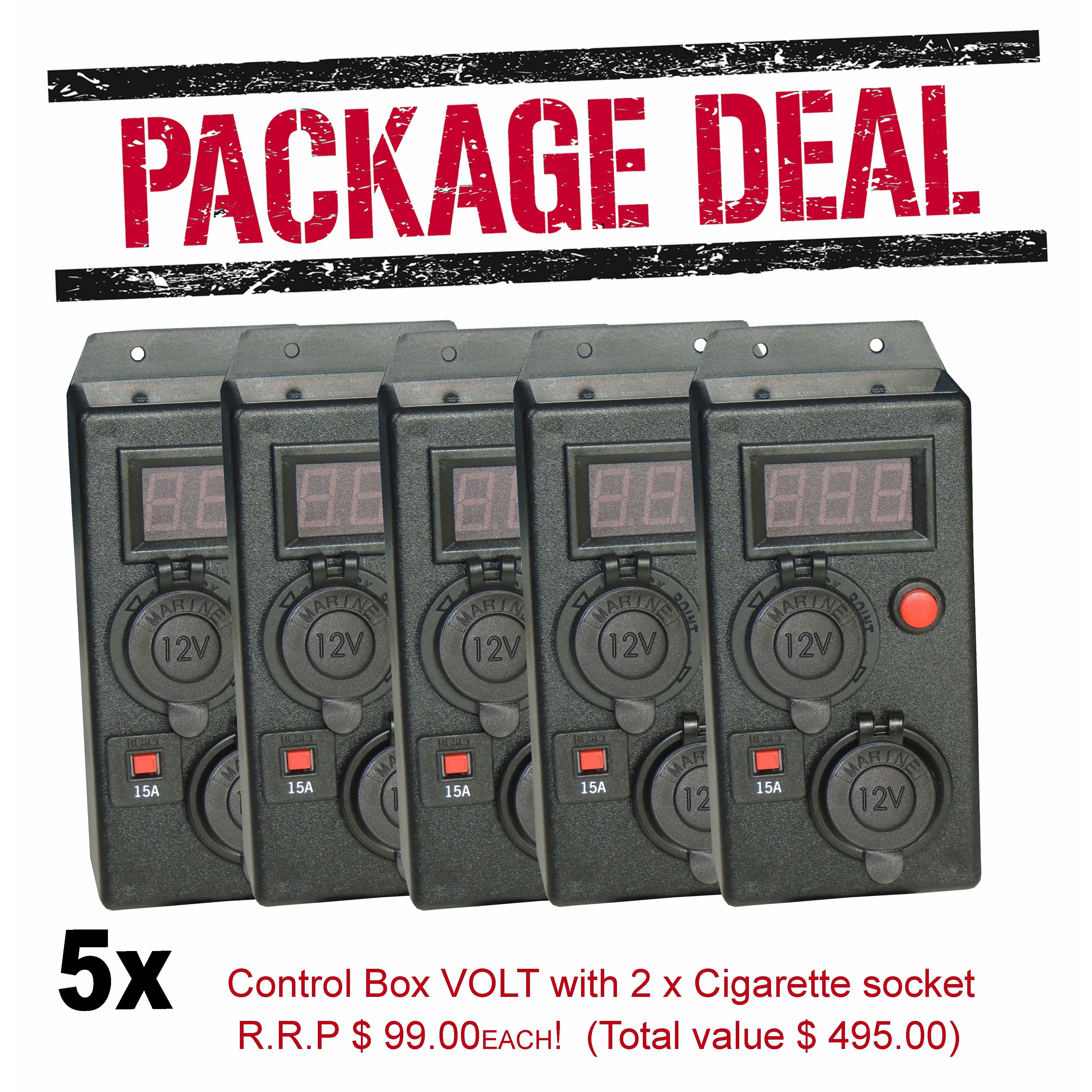 BULK Price 5 x Control Box (Accessory) Volt meter - 2 x Cigarette sock