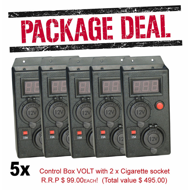 BULK 5 x Control Box (Accessory) Volt meter - 2 x Cigarette socket - Home of 12 Volt Online