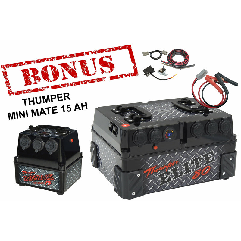 Thumper 'Elite' 80 AH Battery Pack (Dual Battery) | Bonus 15 AH Mini Mate - Home of 12 Volt Online