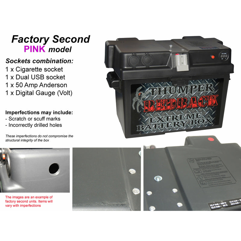 Thumper Battery Box - 1 x Cigarette socket 1 x Dual USB 1 x Anderson | Factory second - Home of 12 Volt Online