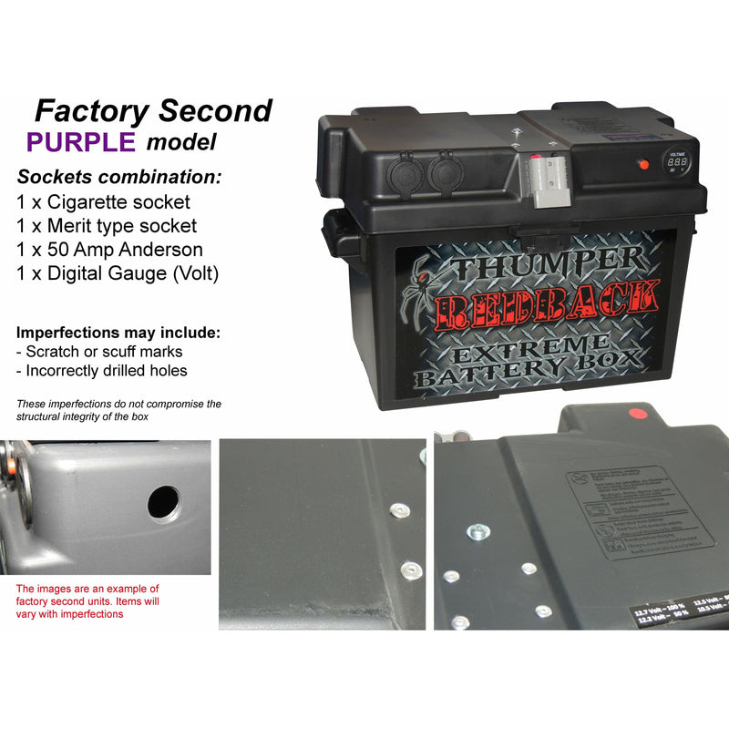 Thumper Battery Box - 1 x Cigarette socket 1 x Merit 1 x Anderson | Factory second - Home of 12 Volt Online