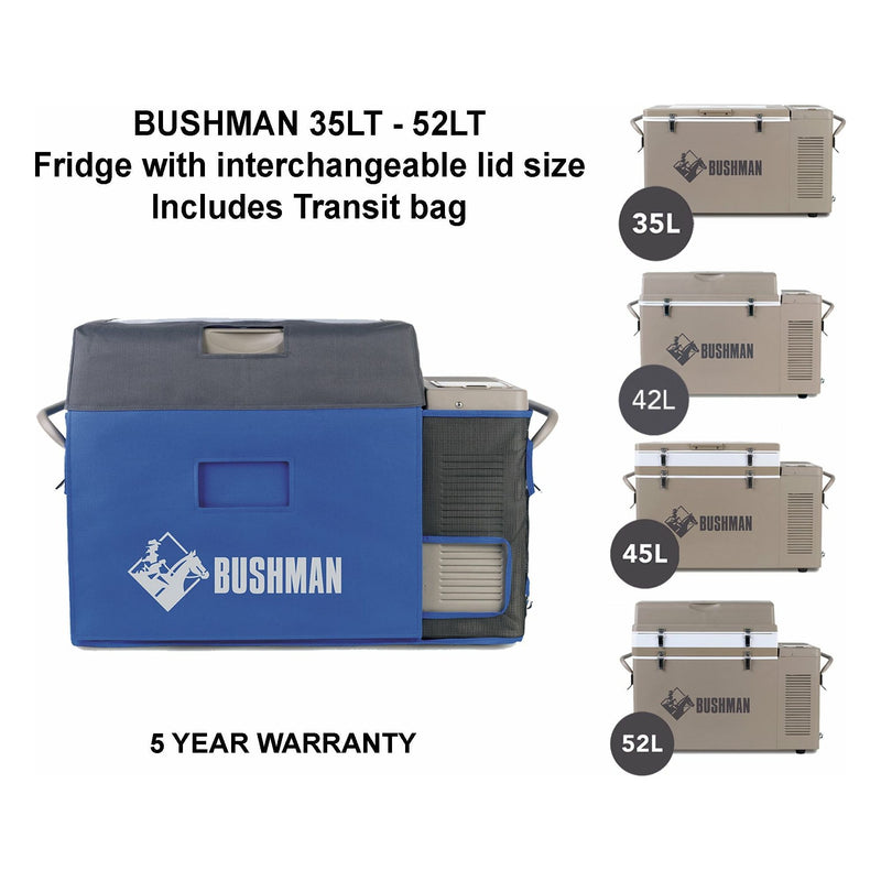 Original Bushman Fridge SC35-52 | Complete with interchangable lids and transit bag - Home of 12 Volt Online