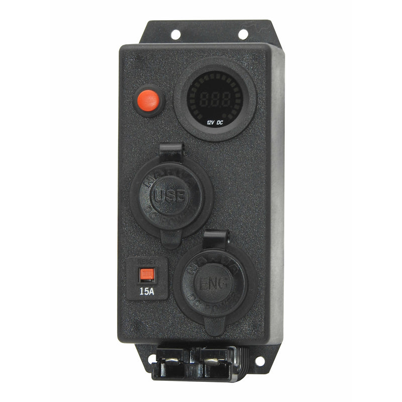 Control Box VOLT 12V / 24V Front mount - 1 x Engel Fridge socket + 1 x Dual USB + 50 Amp Anderson - Home of 12 Volt Online