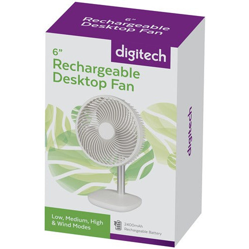6 Inch Rechargeable Fan with USB charge Mutliple settings High Output Low Draw Great for camping! | GH1296 - Home of 12 Volt Online