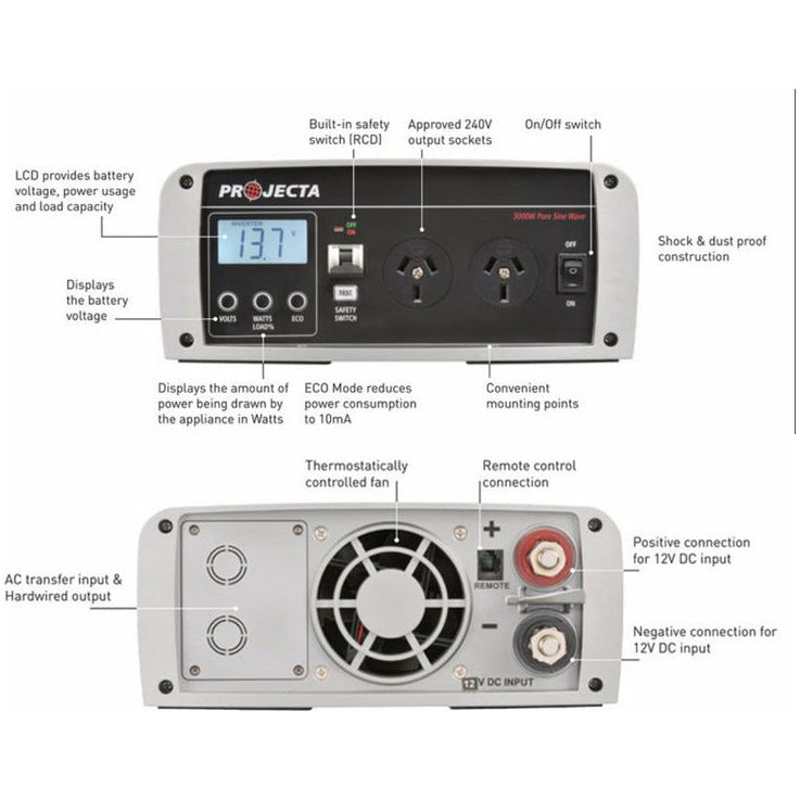 Projecta 12 Volt 3000 watt Pure Sine Inverter | IP3000