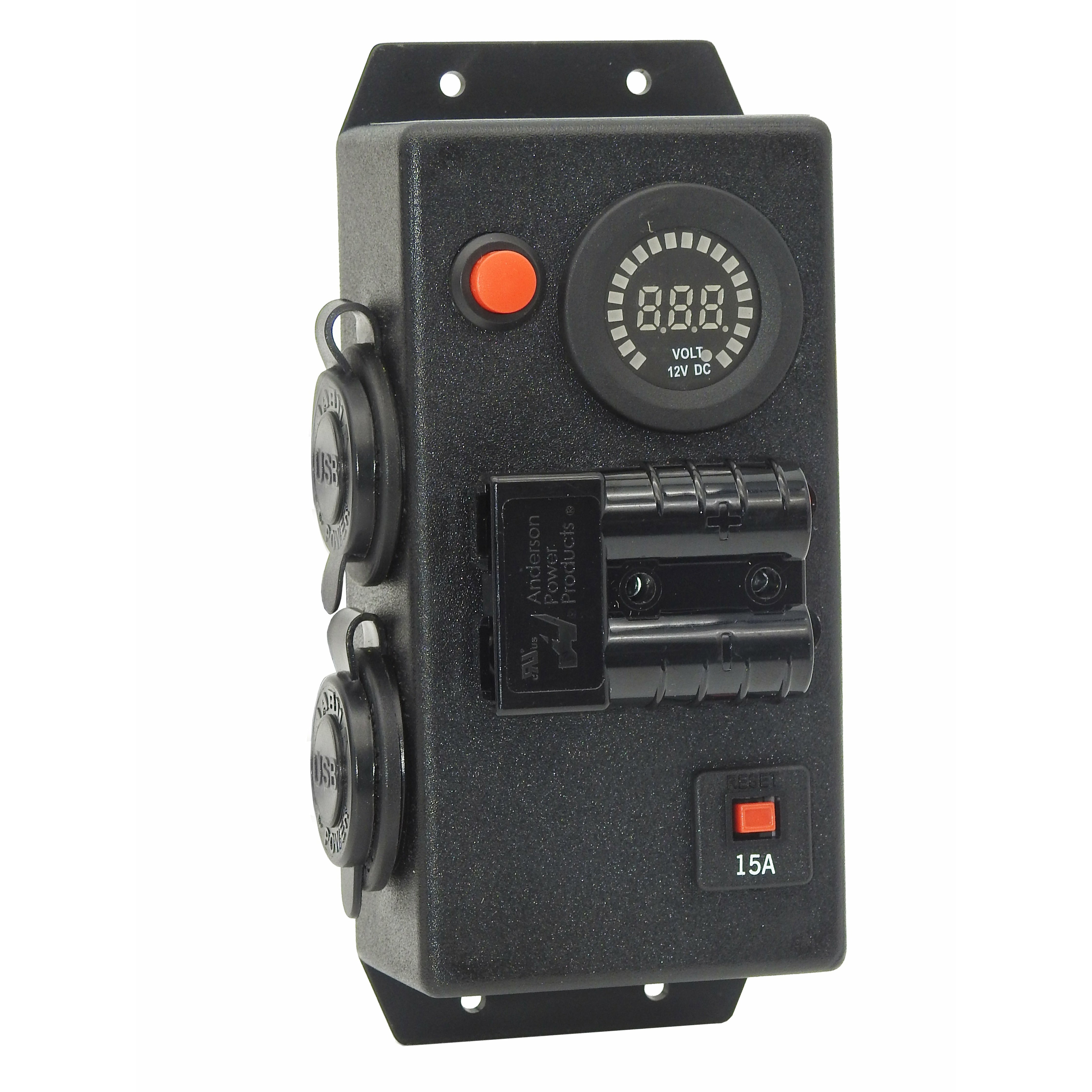 12 Volt Control Box VOLT - Left mount - 2 x Dual USB socket + 50Amp An