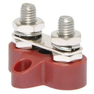 Dual Red M8 Power Distribution Post with Bridge Plate (P2180) - Home of 12 Volt Online