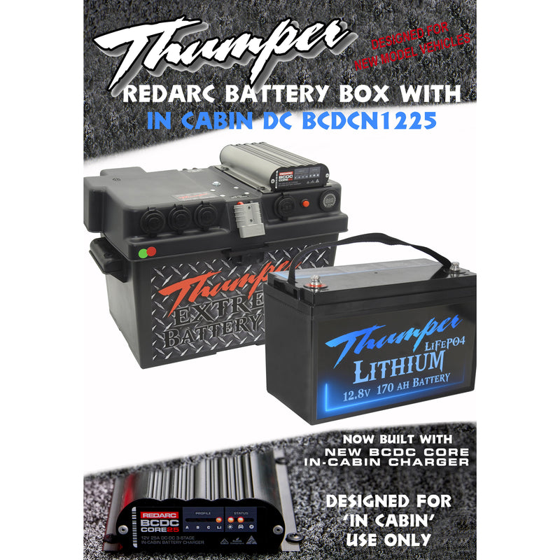 Thumper REDARC CORE DC Battery Box IN CABIN model | Multi-Chemistry | Bonus REMOTE head worth $150.00 - Home of 12 Volt Online