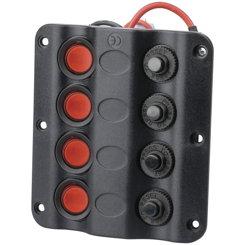 4 Way Illuminated Marine Switch Panel with Circuit Breaker 12V / 24V | SZ-1902 - Home of 12 Volt Online
