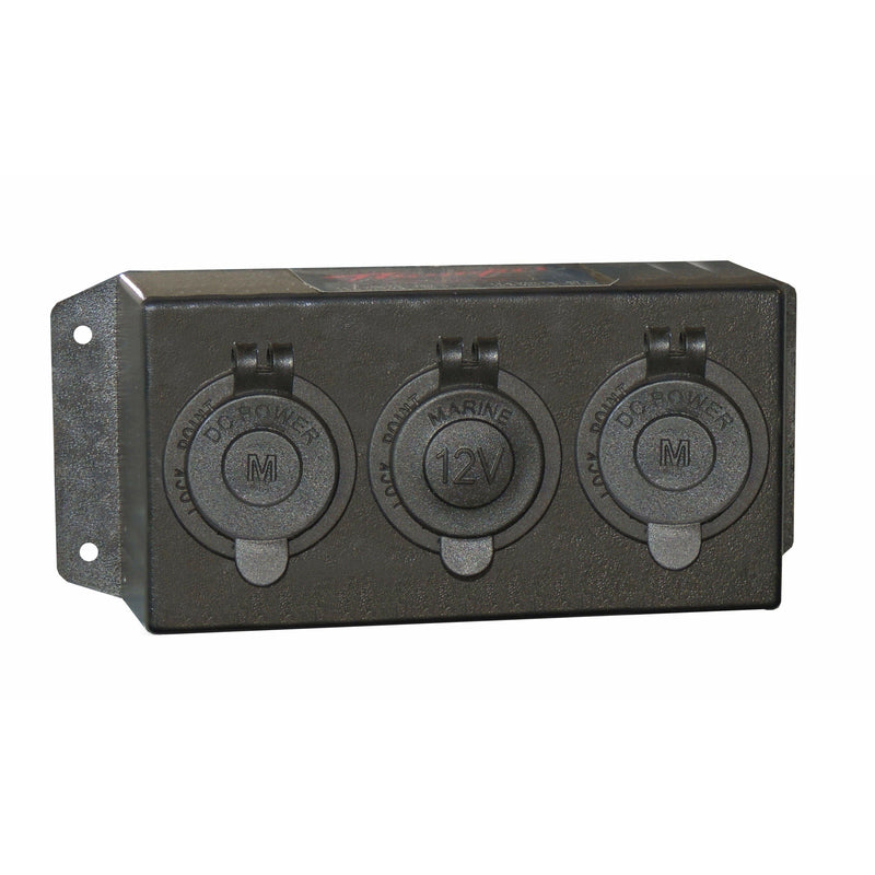 Control Box (Accessory) - Triple - 2 x Merit/Hella + 1 x Cigarette socket - Home of 12 Volt Online