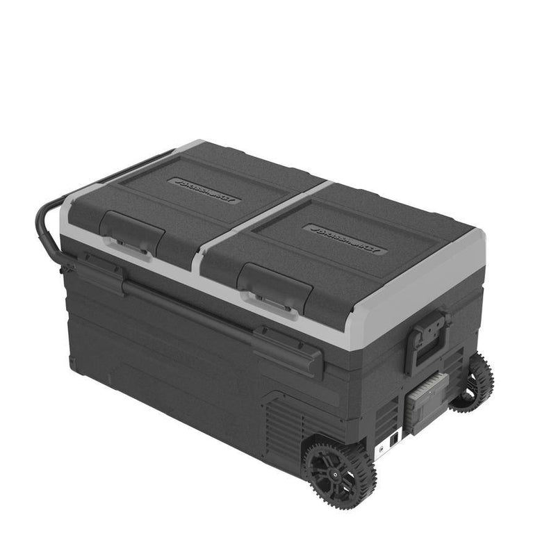 75L Brass Monkey Dual Zone Portable Fridge or Freezer with Solar Charger Board plus Handle+Wheels and Battery Compartment (GH2036) - Home of 12 Volt Online